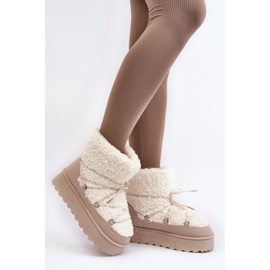 Bottes de neige à lacets et semelle épaisse pour femme, beige Loso 2 Bottes de neige à lacets et semelle épaisse pour femme, beige Loso 2