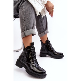 Bottes vernies pour femmes avec fermeture éclair S.Barski HY93-91 Noir 1