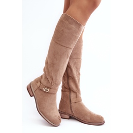 Bottes plates isolées en daim beiges S.Barski 1