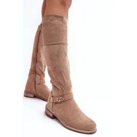 Bottes plates isolées en daim beiges S.Barski 4