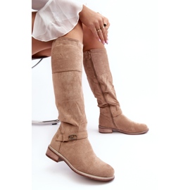 Bottes plates isolées en daim beiges S.Barski 7