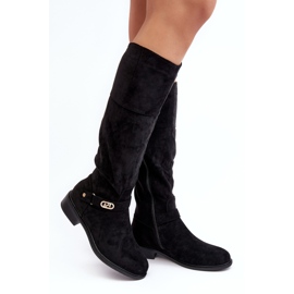Bottines isolées en daim à talons plats S.Barski HY07-31 Noir le noir 1