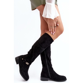 Bottines isolées en daim à talons plats S.Barski HY07-31 Noir 2