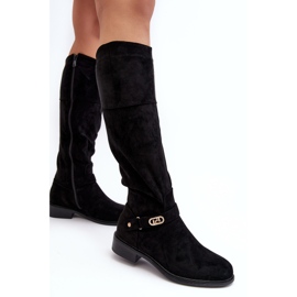 Bottines isolées en daim à talons plats S.Barski HY07-31 Noir le noir 3