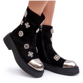 S.Barski Bottines isolées en daim avec décorations D&amp;A MR870-14 Noir le noir 10