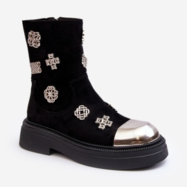 S.Barski Bottines isolées en daim avec décorations D&amp;A MR870-14 Noir le noir 2