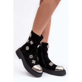 S.Barski Bottines isolées en daim avec décorations D&amp;A MR870-14 Noir le noir 3