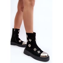 S.Barski Bottines isolées en daim avec décorations D&amp;A MR870-14 Noir le noir 5