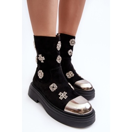 S.Barski Bottines isolées en daim avec décorations D&amp;A MR870-14 Noir le noir 7