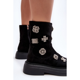S.Barski Bottines isolées en daim avec décorations D&amp;A MR870-14 Noir le noir 8