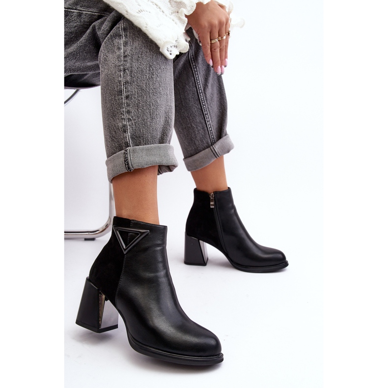 S.Barski Bottines en cuir pour femmes D&amp;A CR8171 Noir 2