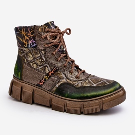 Bottes en Cuir à Motifs pour Femmes Maciejka 06145-24 Olive vert 1