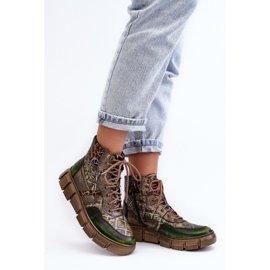 Bottes en Cuir à Motifs pour Femmes Maciejka 06145-24 Olive vert 2
