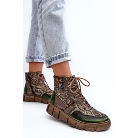 Bottes en Cuir à Motifs pour Femmes Maciejka 06145-24 Olive vert 5