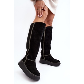 Bottes Femme En Daim Sur Plateforme Massive Maciejka 06312-01 Noir le noir 4