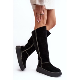 Bottes Femme En Daim Sur Plateforme Massive Maciejka 06312-01 Noir le noir 5