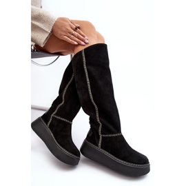 Bottes Femme En Daim Sur Plateforme Massive Maciejka 06312-01 Noir le noir 6