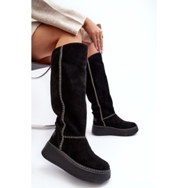 Bottes Femme En Daim Sur Plateforme Massive Maciejka 06312-01 Noir le noir 7
