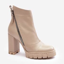 Bottines à talons hauts en cuir à la mode Laura Messi 2509 Beige clair 1 Bottines à talons hauts en cuir à la mode Laura Messi 2509 Beige clair 1