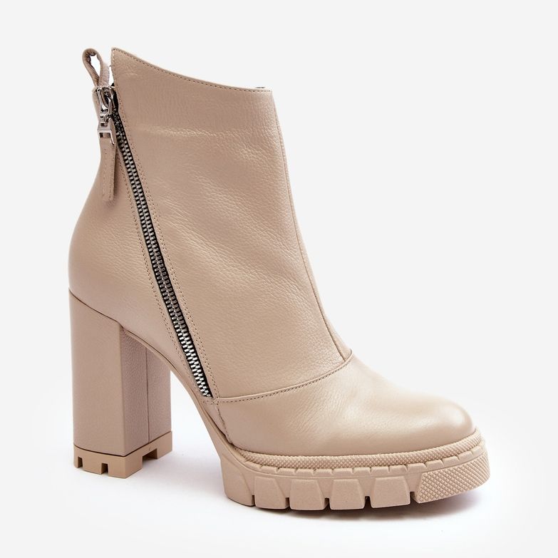 Bottines à talons hauts en cuir à la mode Laura Messi 2509 Beige clair 1 Bottines à talons hauts en cuir à la mode Laura Messi 2509 Beige clair 1