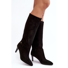 Bottes à talons hauts en daim pour femmes Laura Messi 2694 Noir le noir 1