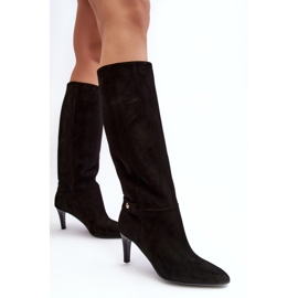 Bottes à talons hauts en daim pour femmes Laura Messi 2694 Noir le noir 3