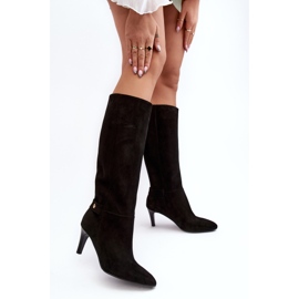 Bottes à talons hauts en daim pour femmes Laura Messi 2694 Noir le noir 4