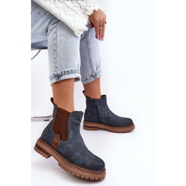 Bottines Chelsea isolées à talons plats pour femme, bleu Myrine 1