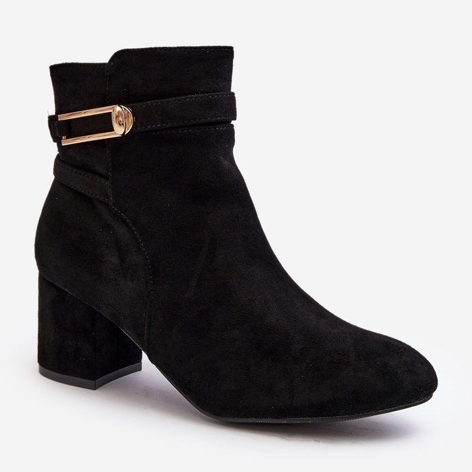 Bottines à talons bas pour femmes noires Verice 1
