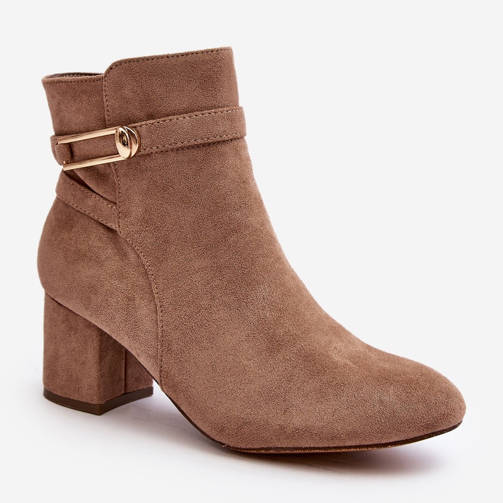 Bottines à talons bas pour femmes Beige Verice 1