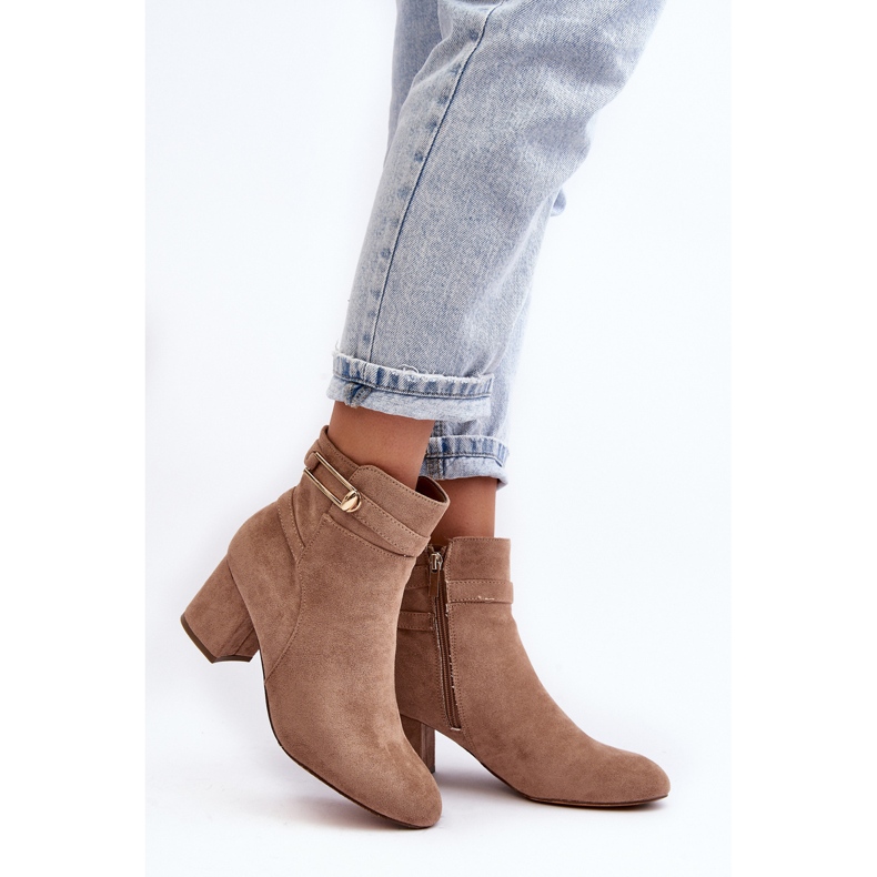 Bottines à talons bas pour femmes Beige Verice 2