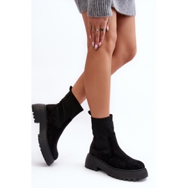 Bottines En Daim Avec Chaussette Sur Plateforme Et Talon Plat, Noir Rewam le noir 5