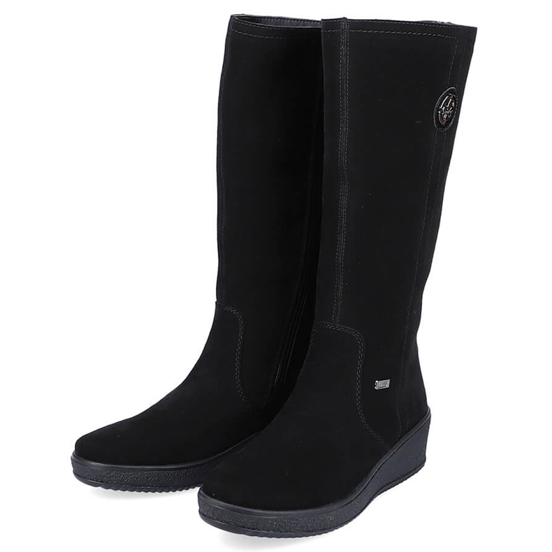 Bottes en nubuck isolées avec de la laine de mouton Rieker Y4470 noir 2