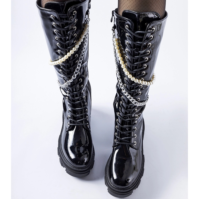 Bottines vernies noires avec perles Clarksburg 1