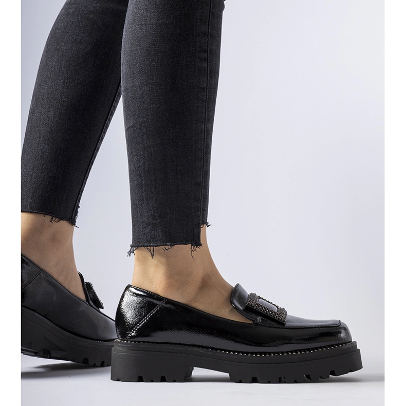 Mocassins vernis noirs avec strass de Clarks 1