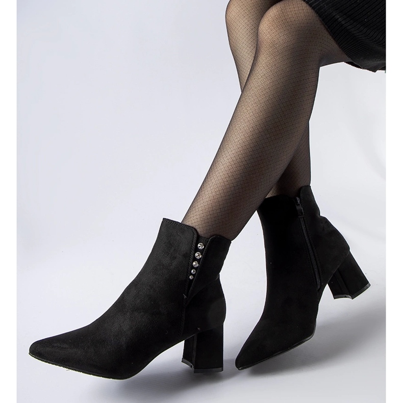 Bottines noires en éco-suède à talon Pikeville 1