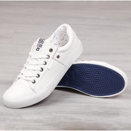 Baskets basses en cuir écologique pour hommes Big Star GG174028 blanc blanche 1