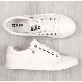 Baskets basses en cuir écologique pour hommes Big Star GG174028 blanc blanche 2