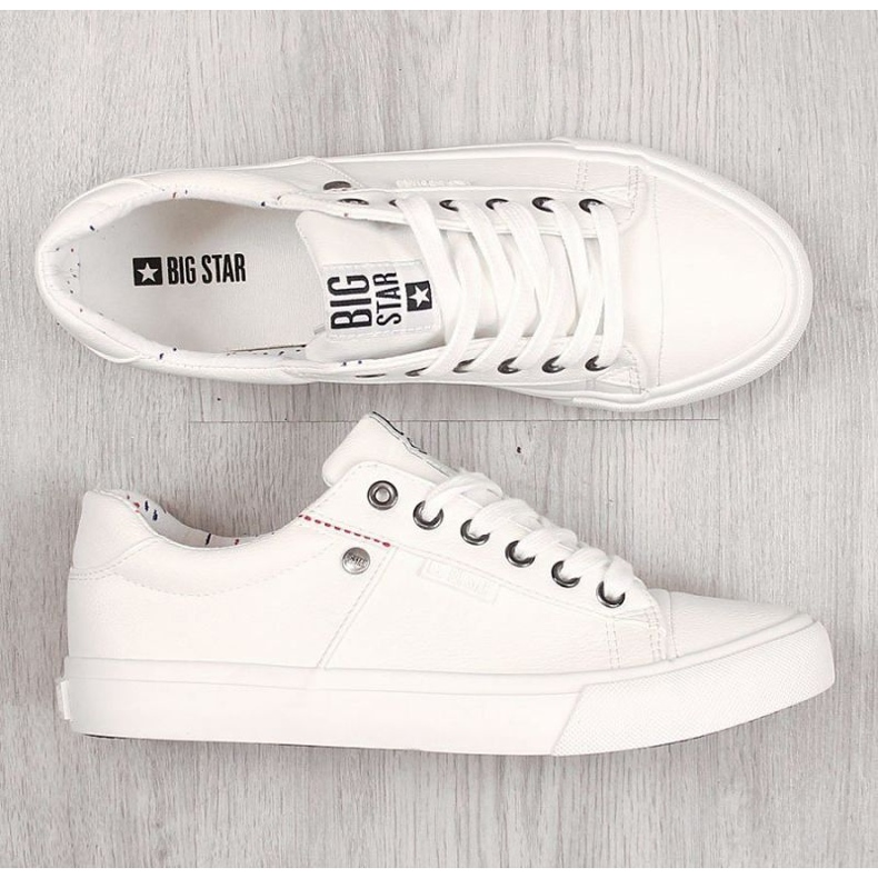 Baskets basses en cuir écologique pour hommes Big Star GG174028 blanc 2