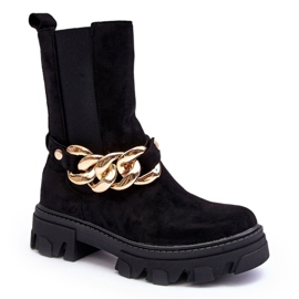 Bottines Femme En Daim Avec Chaîne Noir Nemette le noir 3