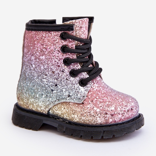 Bottes isolées à paillettes pour enfants avec fermeture éclair multicolore Saussa 1