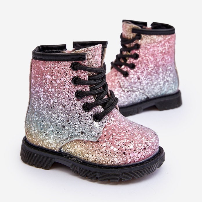 Bottes isolées à paillettes pour enfants avec fermeture éclair multicolore Saussa 2