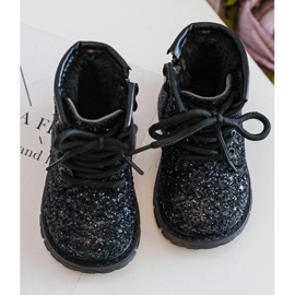 Bottines isolées à paillettes pour enfants avec fermeture éclair, noir Sassa le noir 7