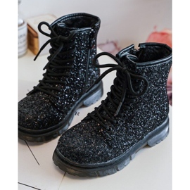 Bottines isolées à paillettes pour enfants avec fermeture éclair, noir Sassa le noir 10