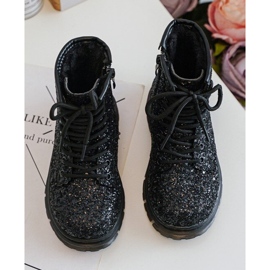 Bottines isolées à paillettes pour enfants avec fermeture éclair, noir Sassa le noir 11