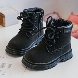Bottines trappeur noires pour enfants Bansi avec fermeture éclair le noir 1