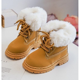 Bottines Trappeurs Enfant Zippées avec Fourrure Camel Gerande brun 1