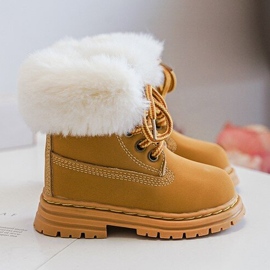 Bottines Trappeurs Enfant Zippées avec Fourrure Camel Gerande brun 3