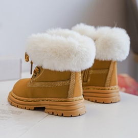 Bottines Trappeurs Enfant Zippées avec Fourrure Camel Gerande brun 4