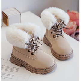 Bottines Trappeur Enfant avec Fermeture Éclair et Fourrure, Beige Gerande 2